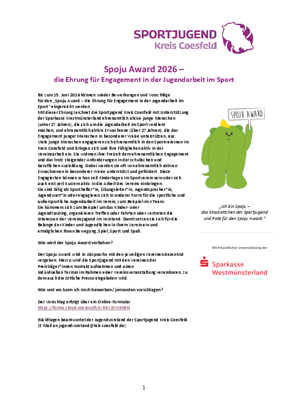 Ausschreibung Spoju Award 2026